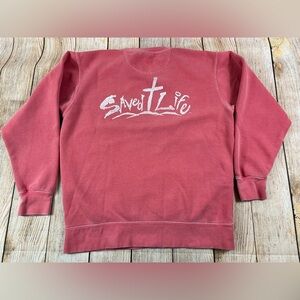 Saved Life Jesus Comfort Colors Crewneck Sweatshirt Pullover Pink Size Small